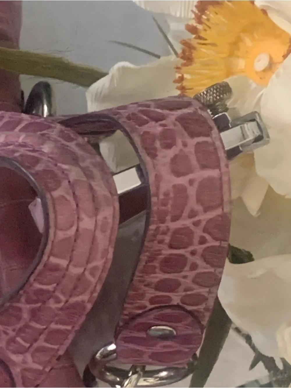 RARE HTF Coach Mauve/Purple  Madison Audrey Croc-Embossed Leather Satchel
